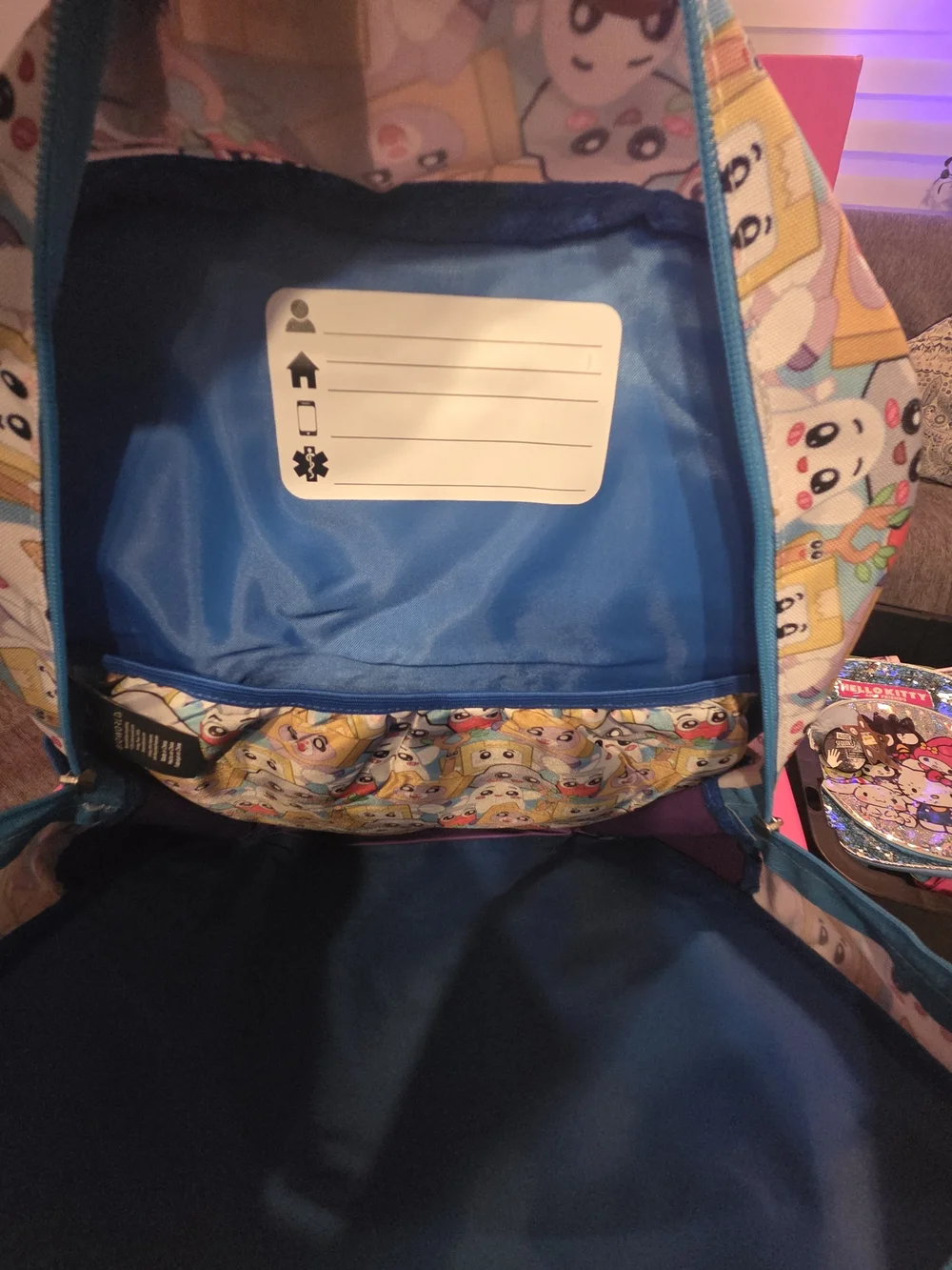 LankyBox Cartoon Cat Kids Backpack - Purple & Blue